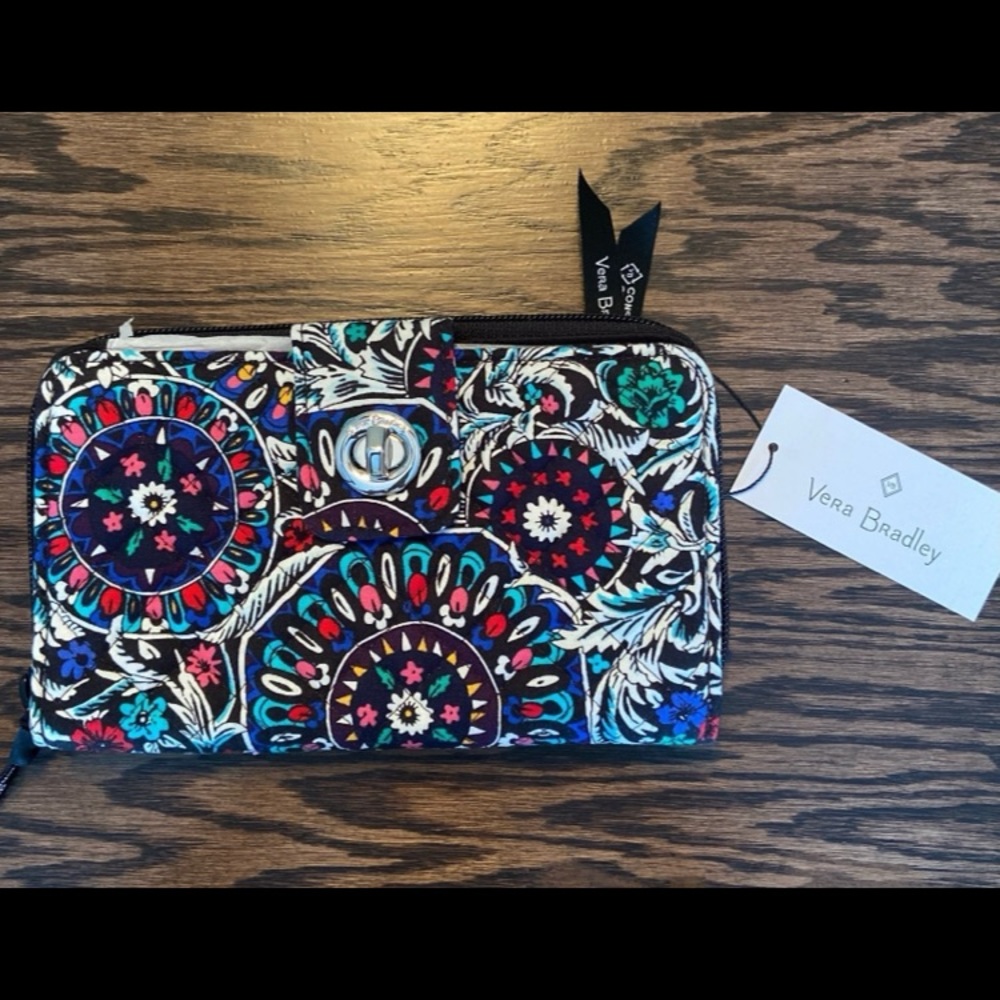Vera Bradley RFID Turnlock Wallet Stained Glass Medallion
